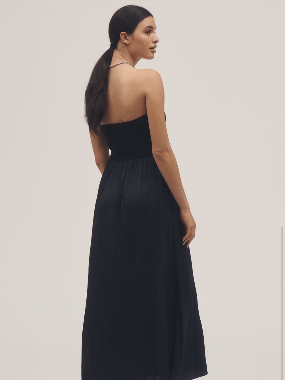 Anthropologie Black Strapless Maxi Dress